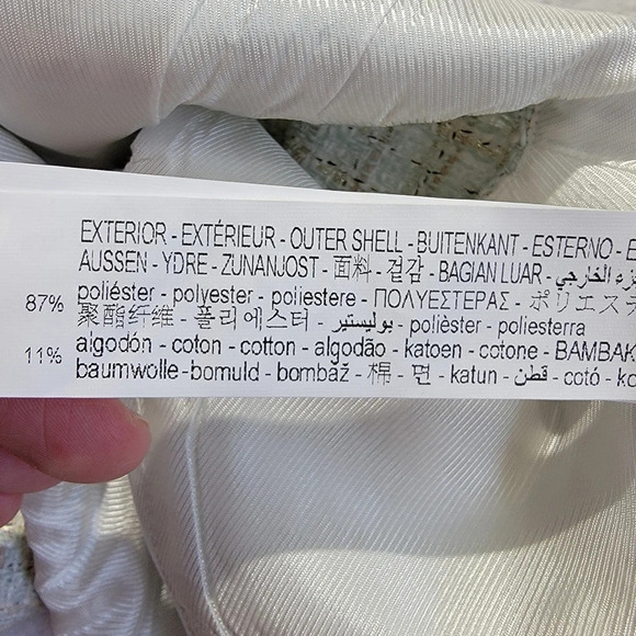 NWOT Zara Green Cream Tan Tweed Textured Side Zip Cropped Tank Top L - Picture 7 of 9